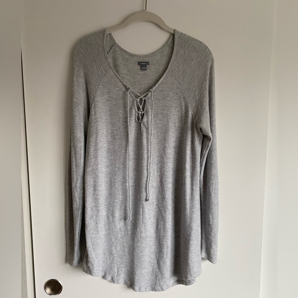 Aerie Waffle Long Sleeve Lace Up Top